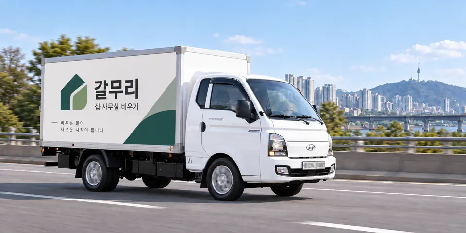 갈무리 작업 차량을 담은 그림 · 월계2동 유품정리